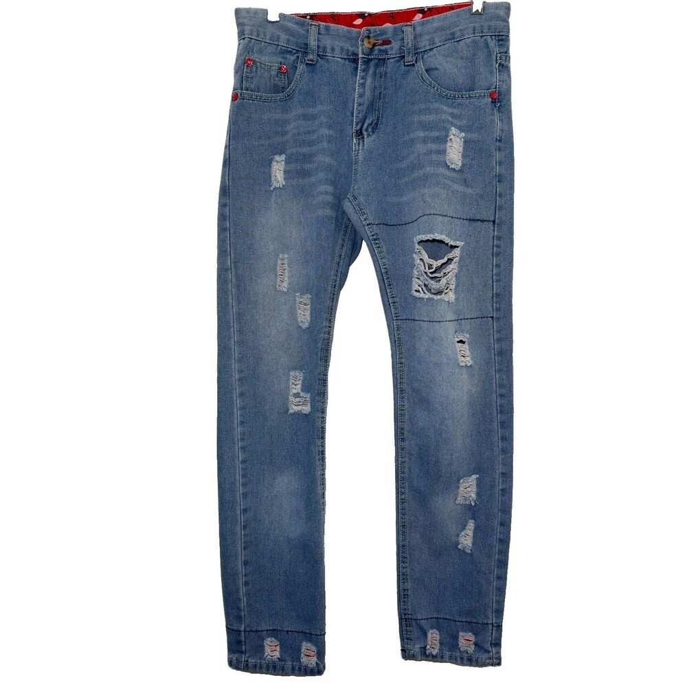 C.K.W. Jeans Womens 29 Light Wash Distressed Skinny Stretch Denim Ankle Jeans